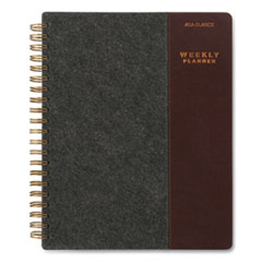 AT-A-GLANCE® Signature Collection Two-Toned Weekly/Monthly Planner, 11 x 8.5, Gray/Brown Cover, 13-Month (Jan to Jan): 2023 to 2024